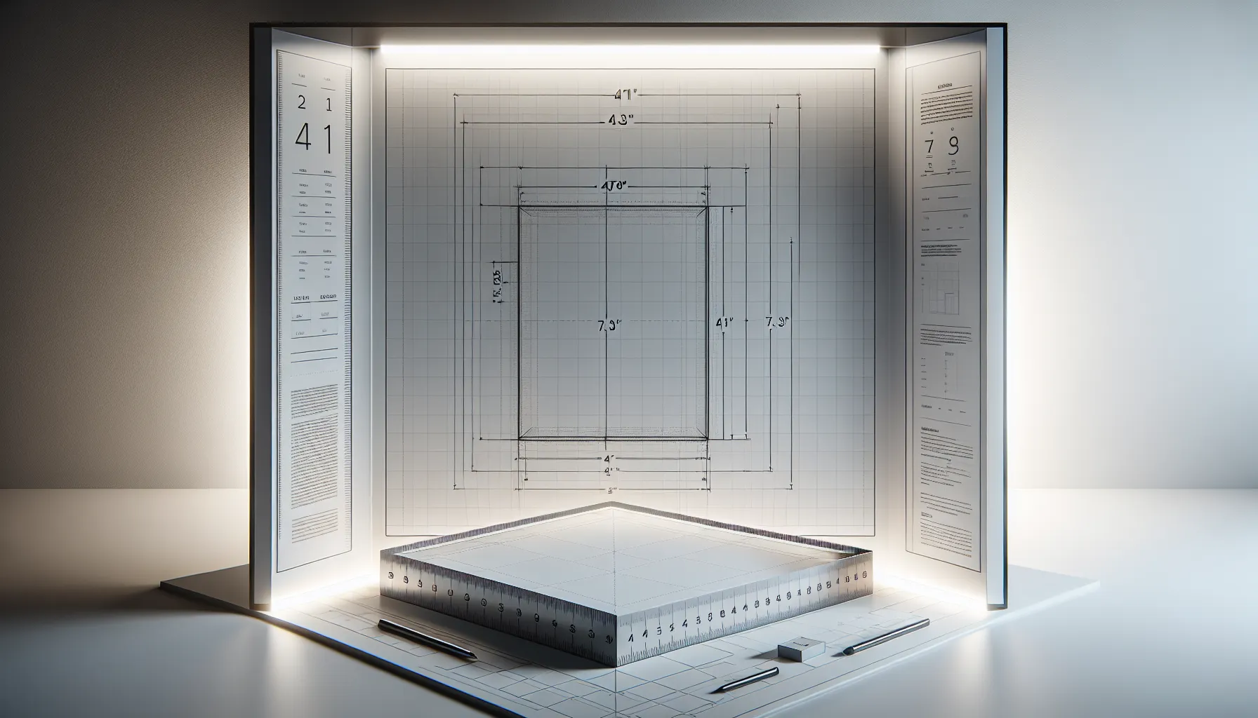 technical drawing of a rectangle with dimensions 7.38x41 inches.