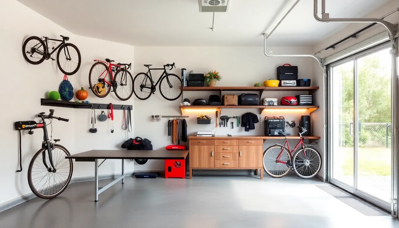 a modern, organized garage space with functional storage solutions.