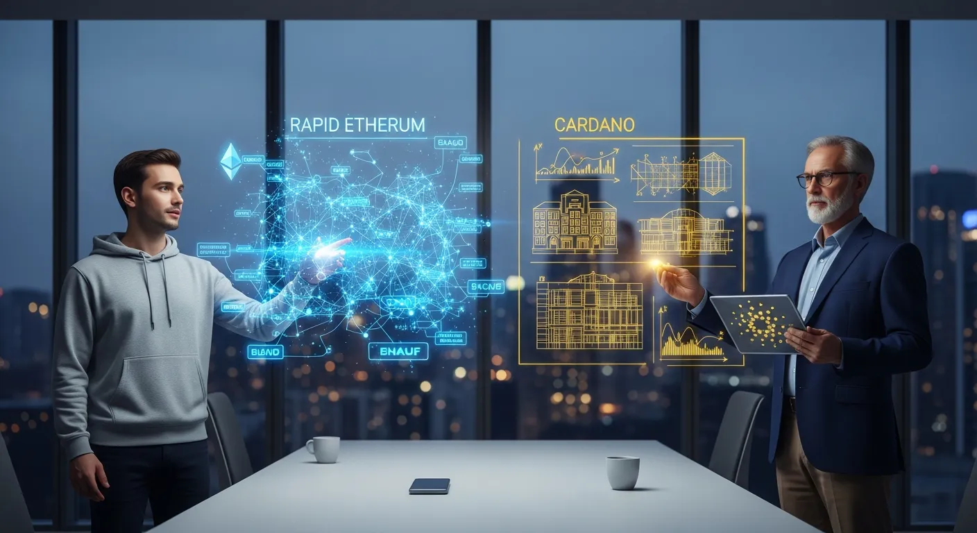 A developer and a researcher contrasting rapid digital network growth with academic precision.