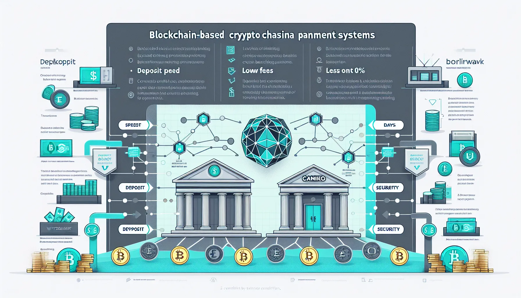 Infographic comparing crypto casino payments with traditional banking showing speed, fees, and security advantages.