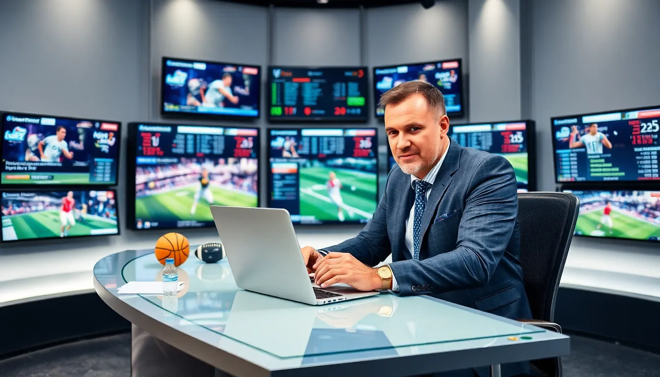 sports journalist David Jones in a modern newsroom setting.