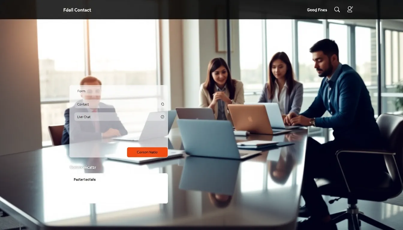 modern contact page design in a collaborative workspace.