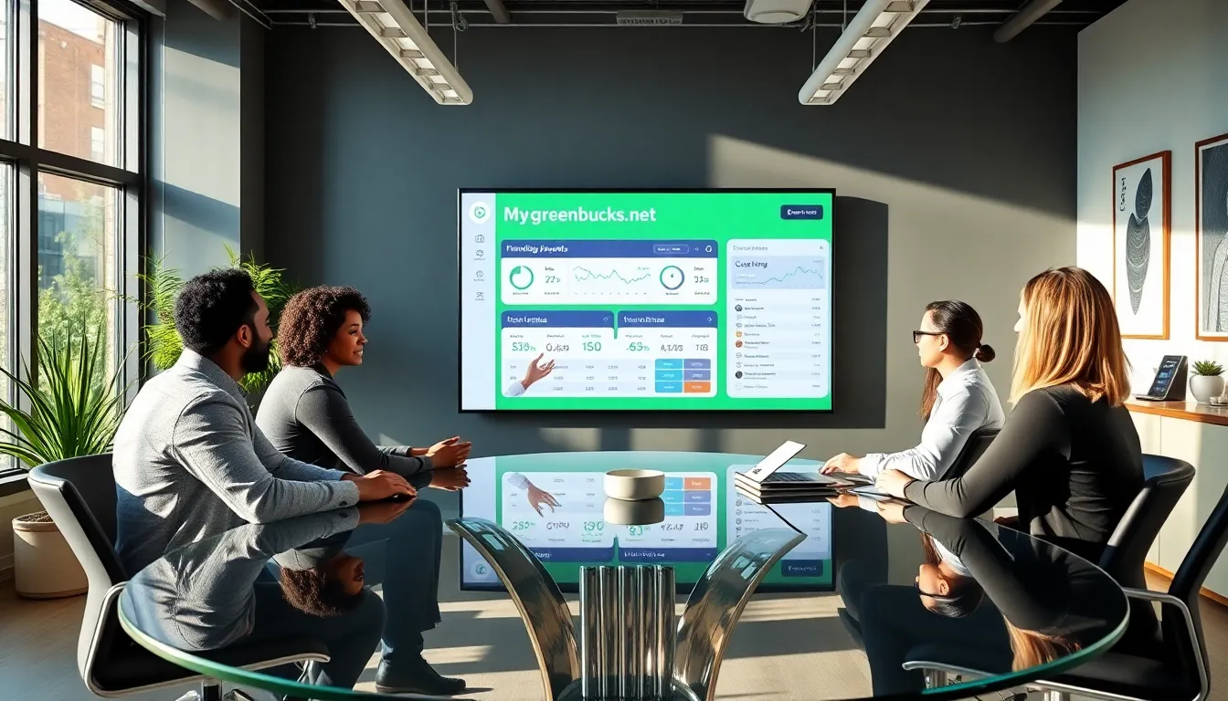 diverse team discussing financial tools in a modern office.