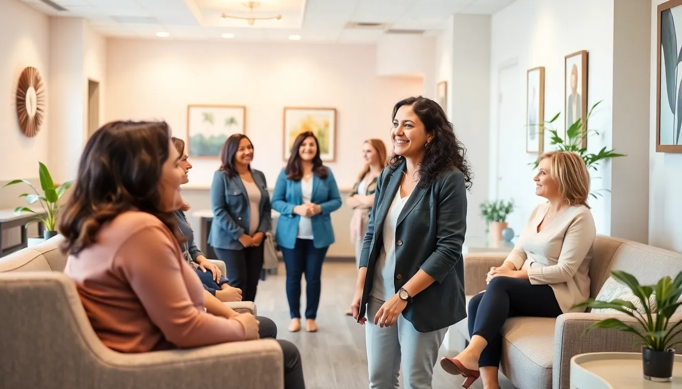 diverse women in a welcoming healthcare setting.