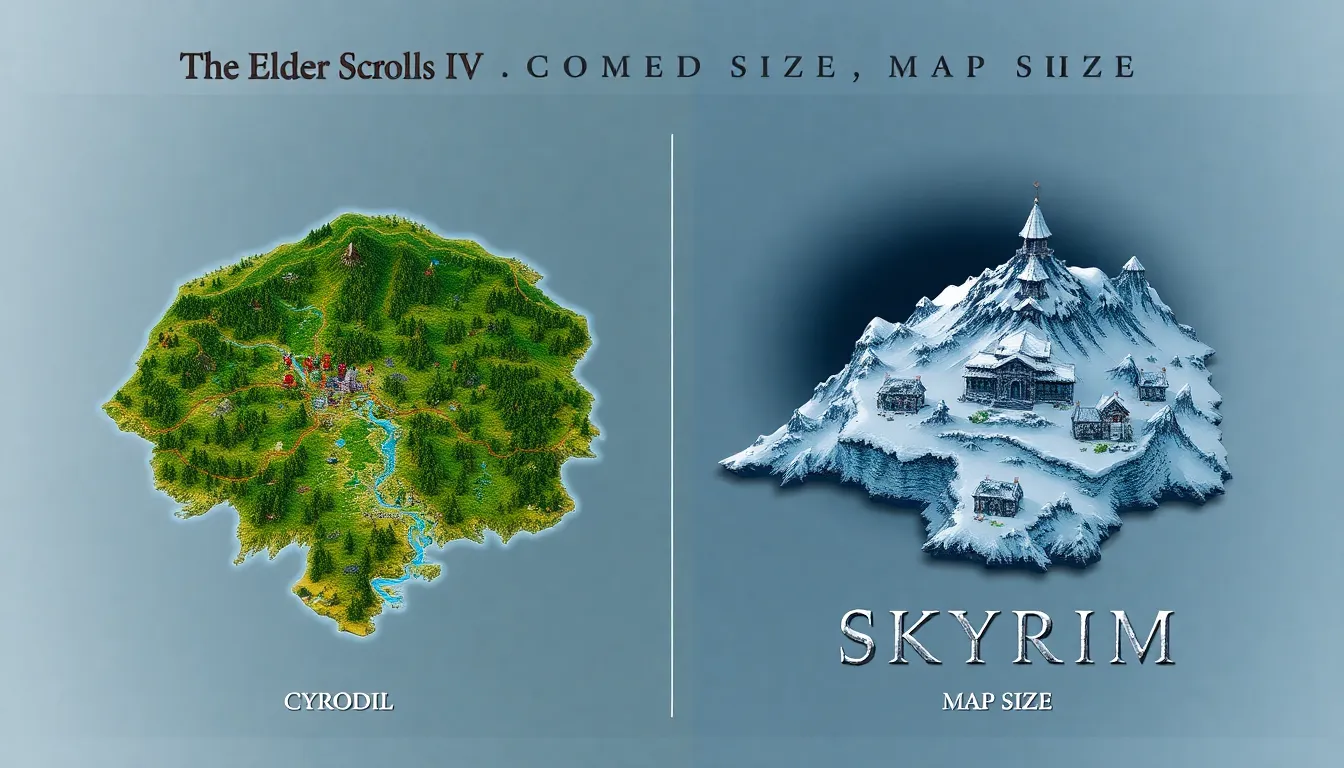 Comparison of Oblivion and Skyrim map sizes.