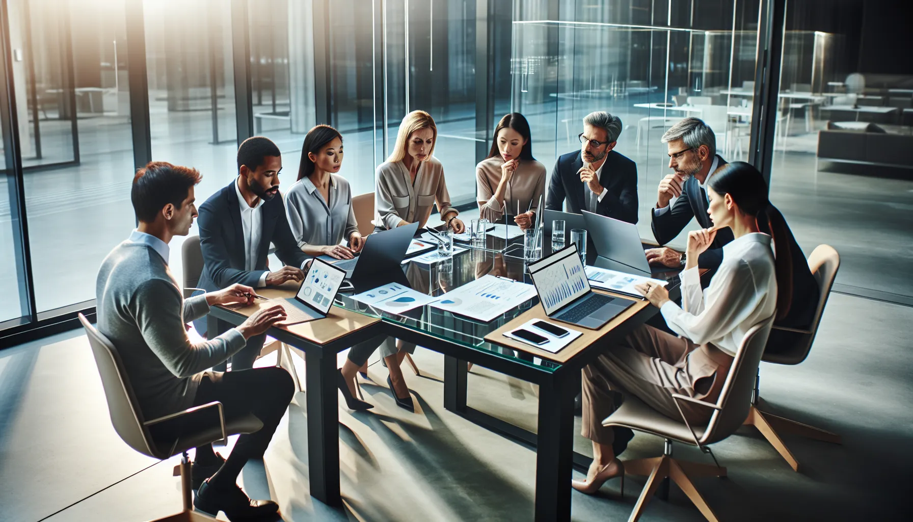 diverse team discussing Fkbpfqv technology in a modern office.