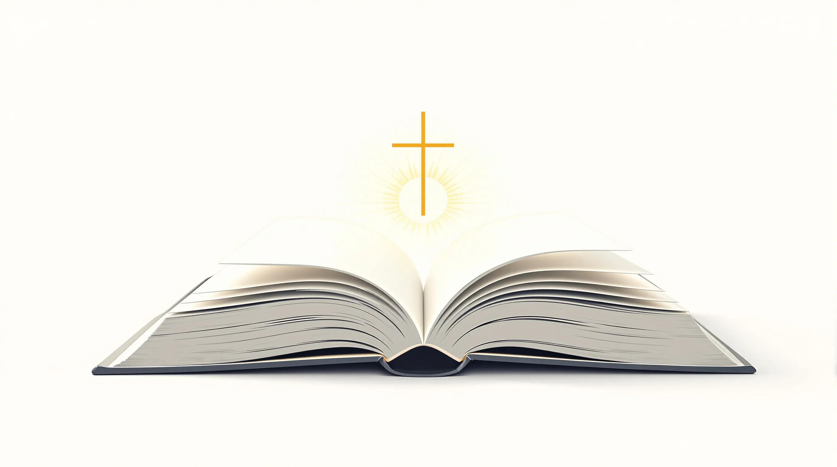 An open book with a simple cross symbol above it on white background.