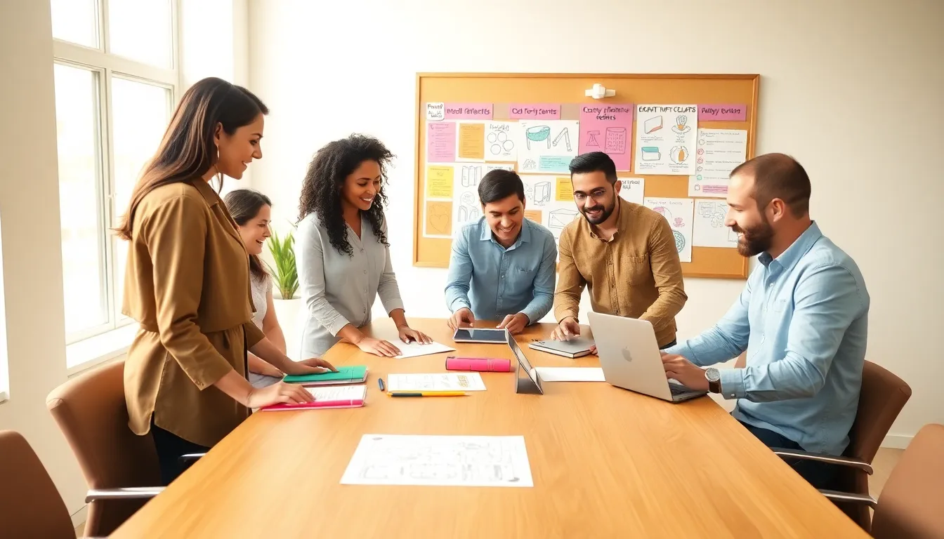 diverse team brainstorming creative ideas for budget-friendly events.