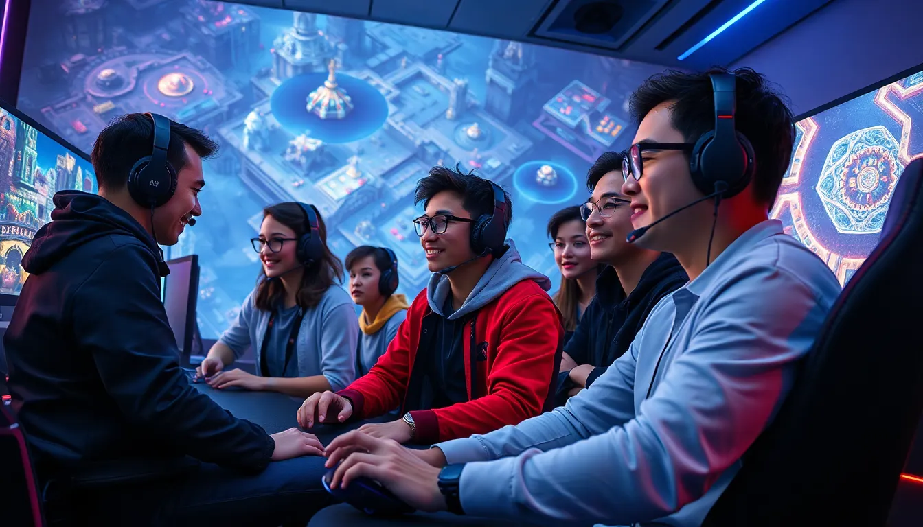 diverse gamers engaged in an immersive gaming experience.