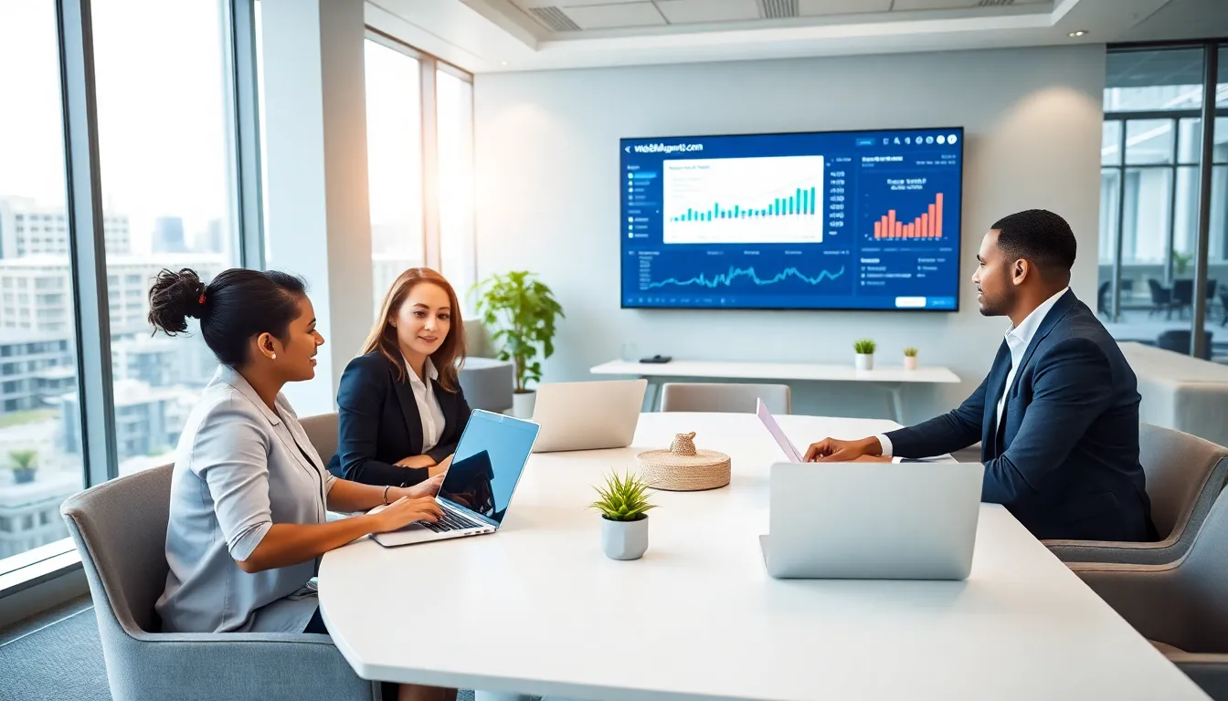 diverse professionals collaborating in a modern office setting.