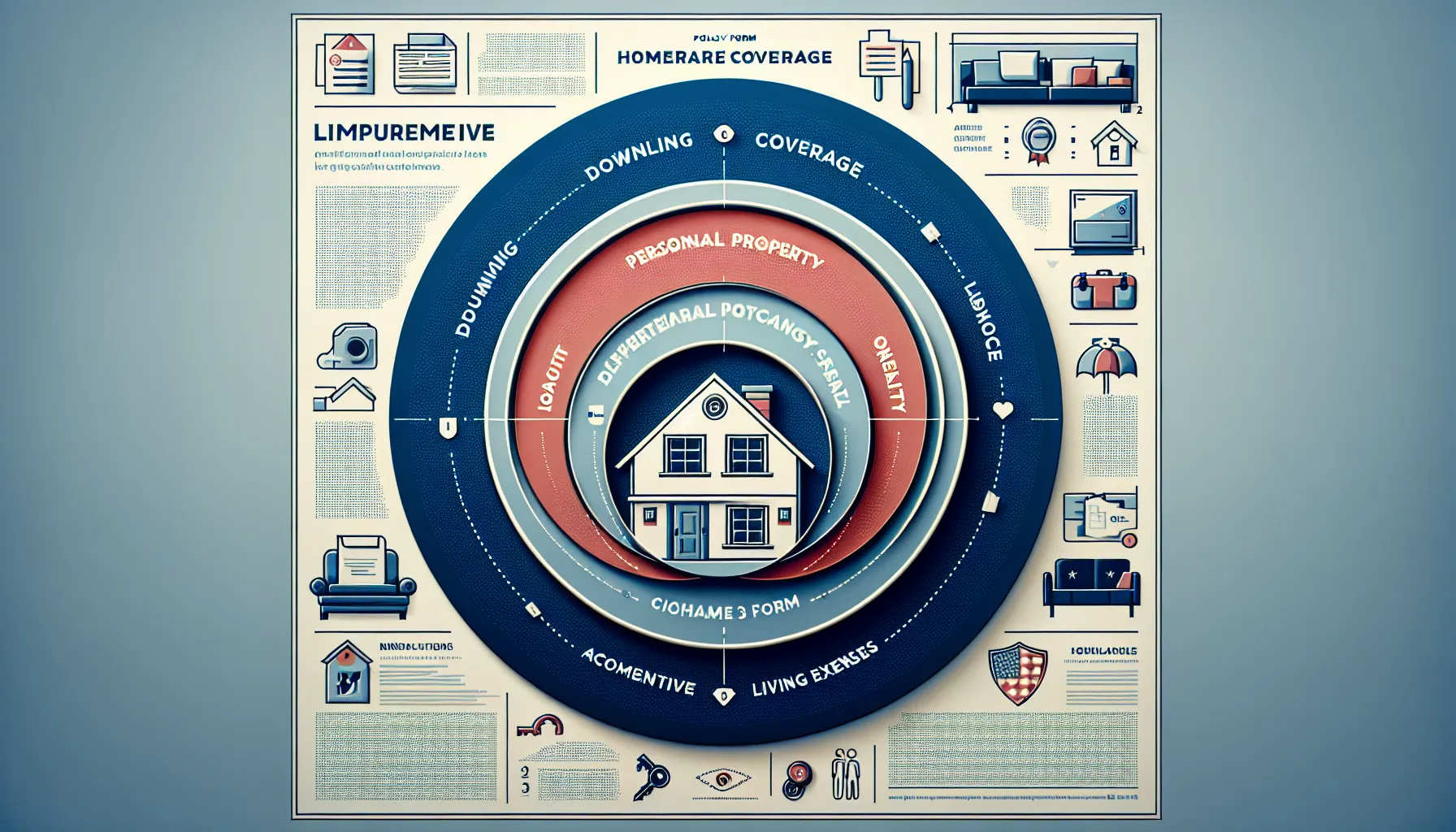 infographic showing key parts of homeowners insurance coverage in the US