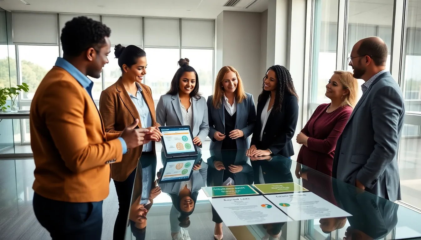 diverse team discussing no down payment home buying options at a modern office.