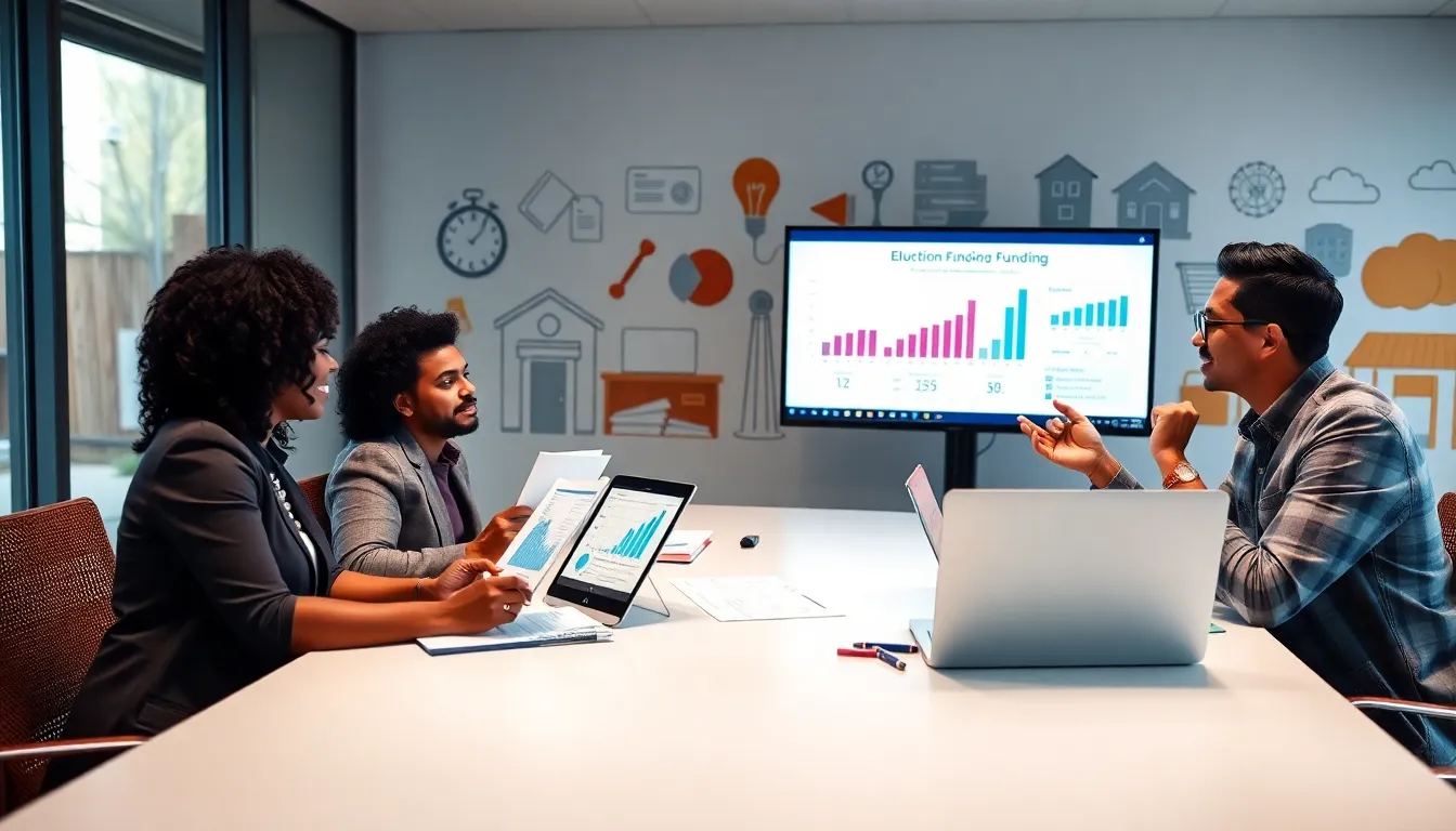 diverse educators discussing funding disparities at a modern conference table.