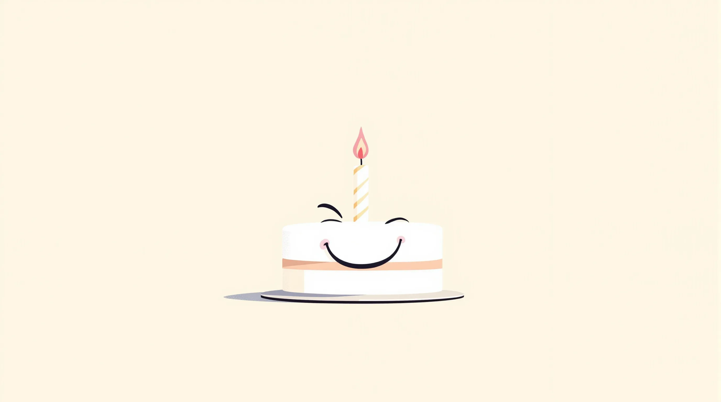 a birthday cake with a mischievous smile and a crooked candle