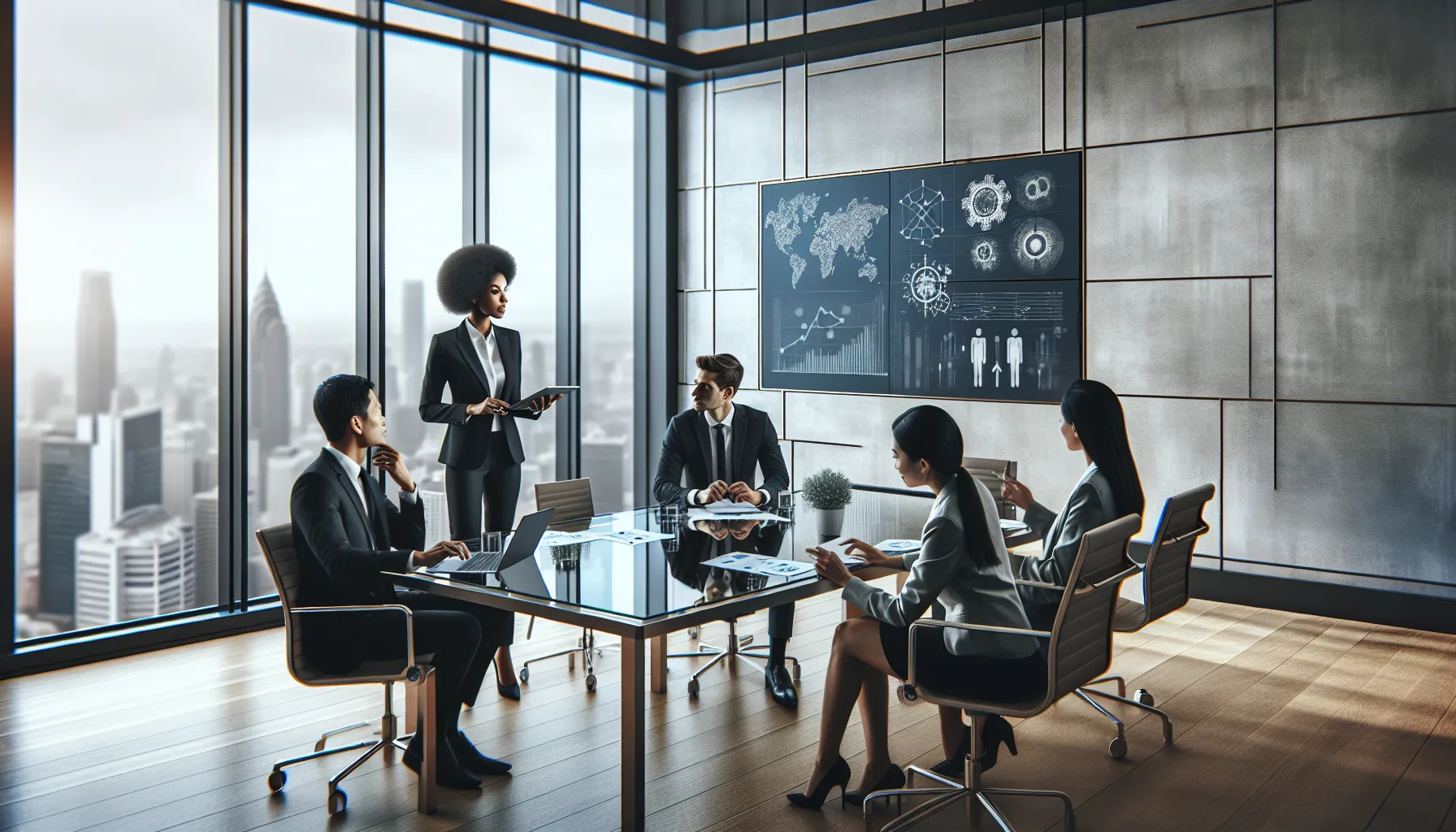 diverse team collaborating on challenges in a modern office setting.