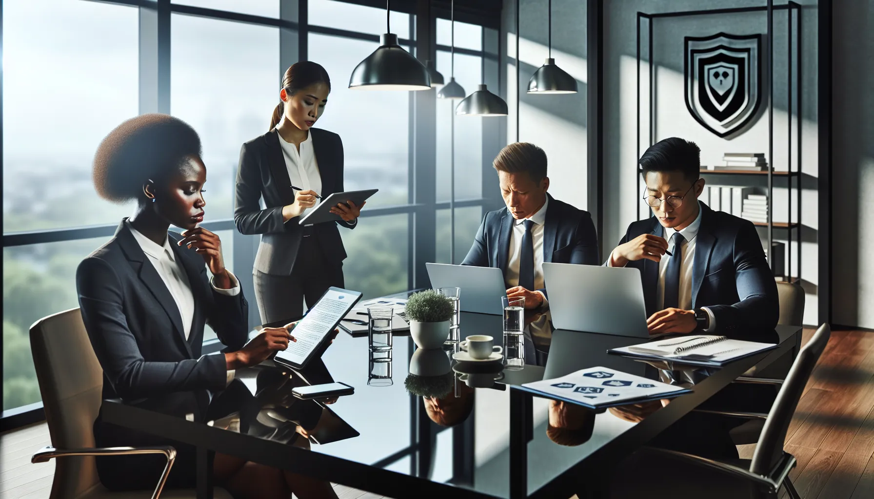 diverse professionals discussing the management of suspicious phone calls.