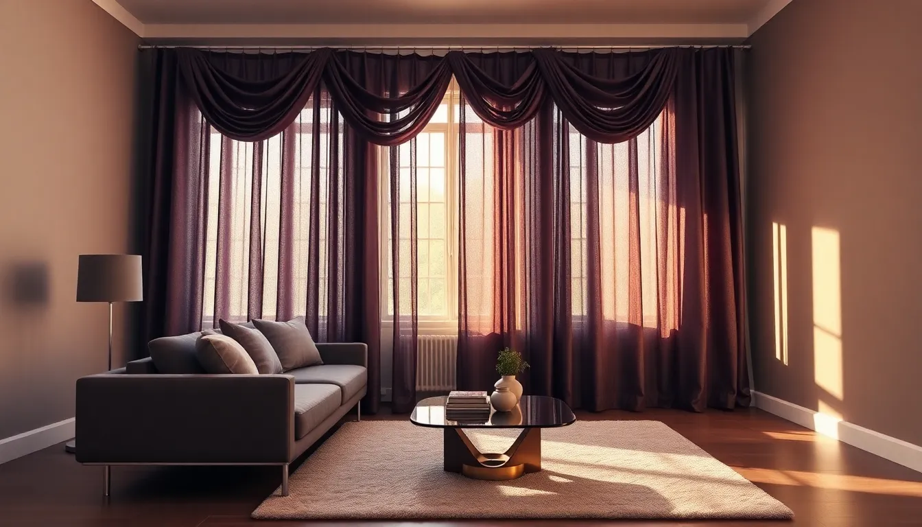 elegant living room with Dusk By Design Decor Curtains.