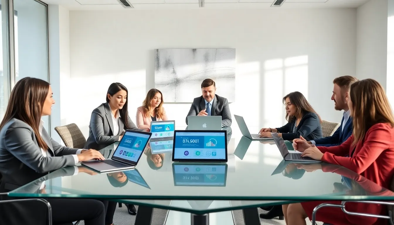 diverse team collaborating in a modern office setting.