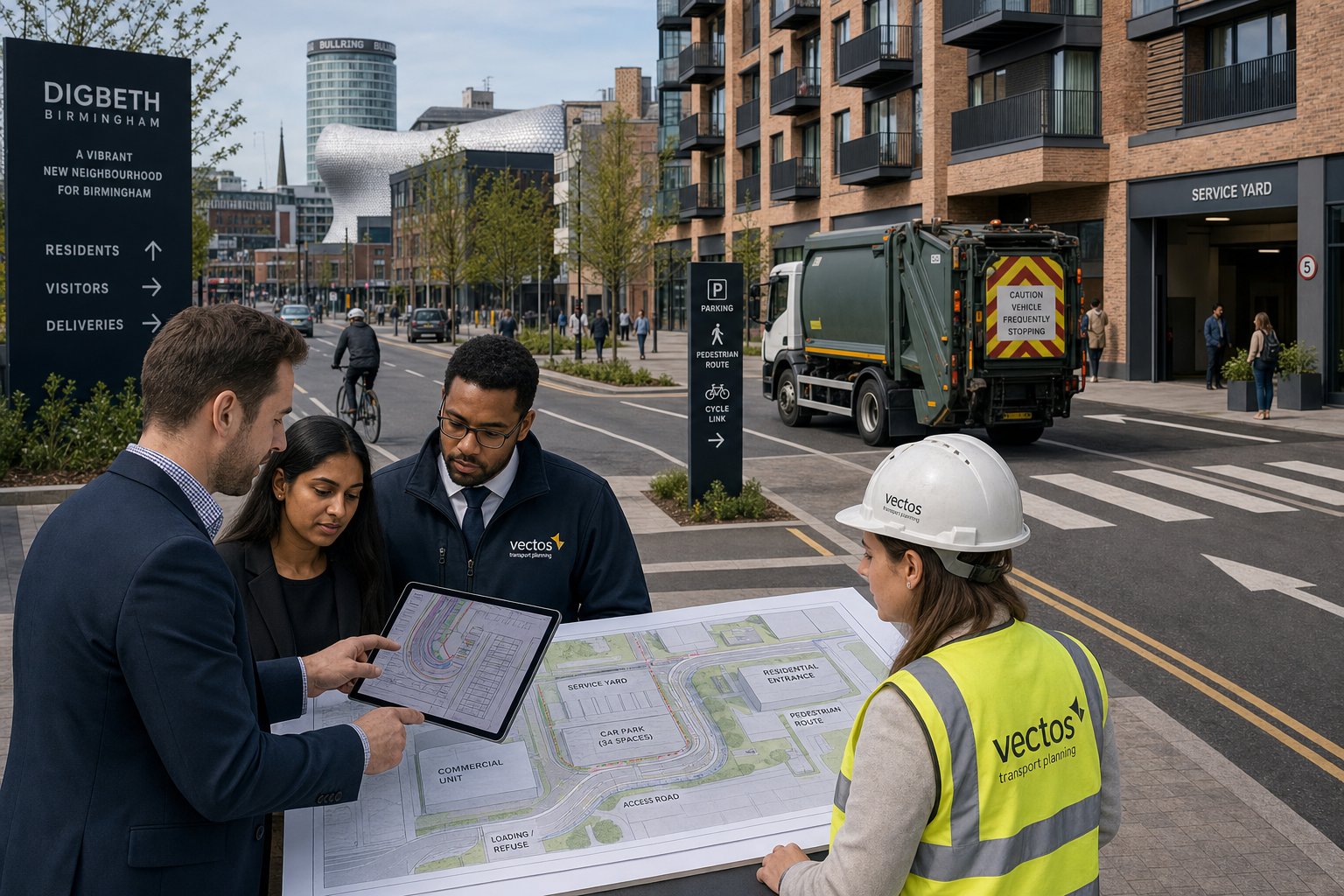 Highway consultants reviewing access design for a Birmingham development site.