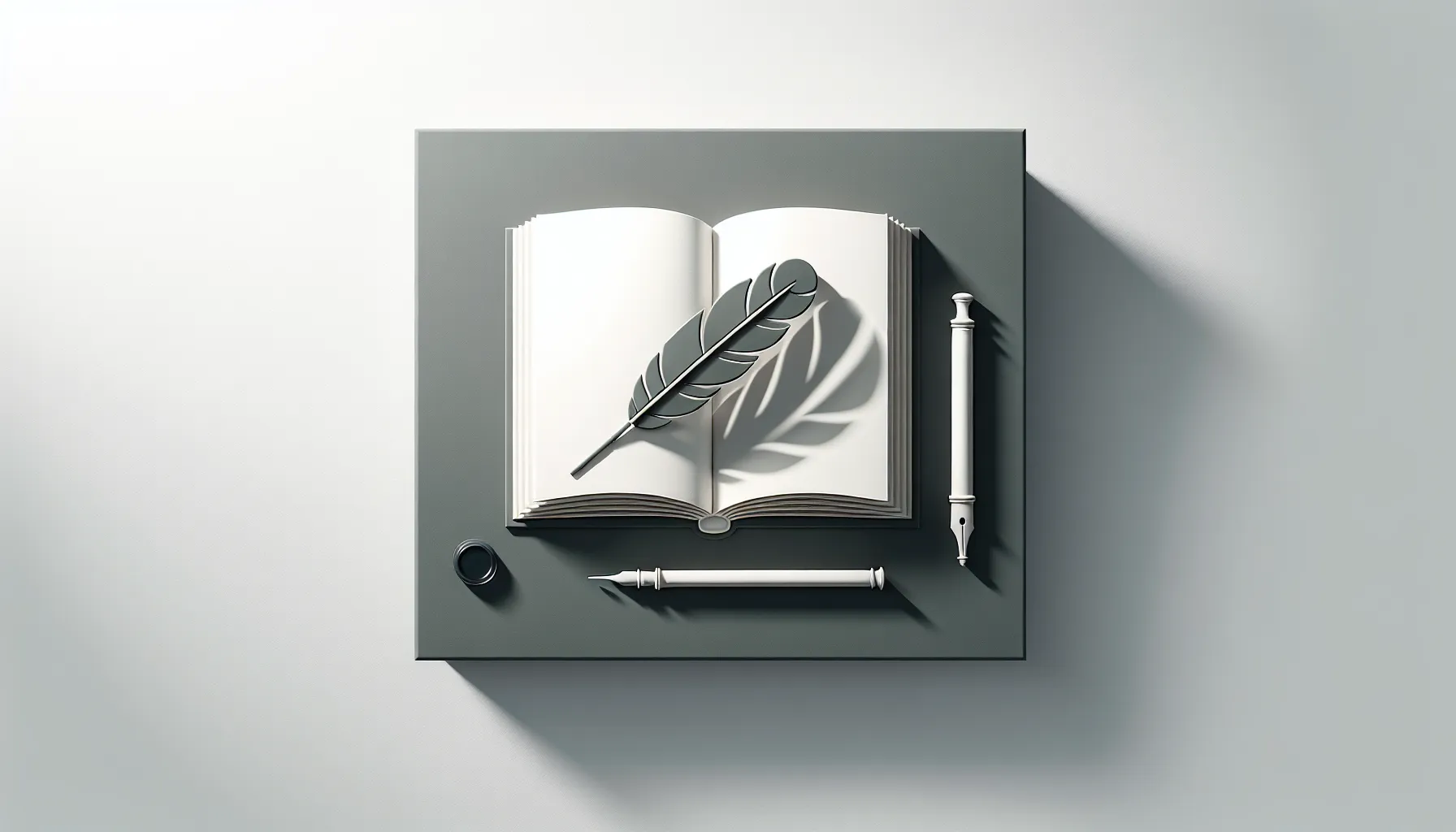 An elegant quill pen and open book representing Russian classical literature