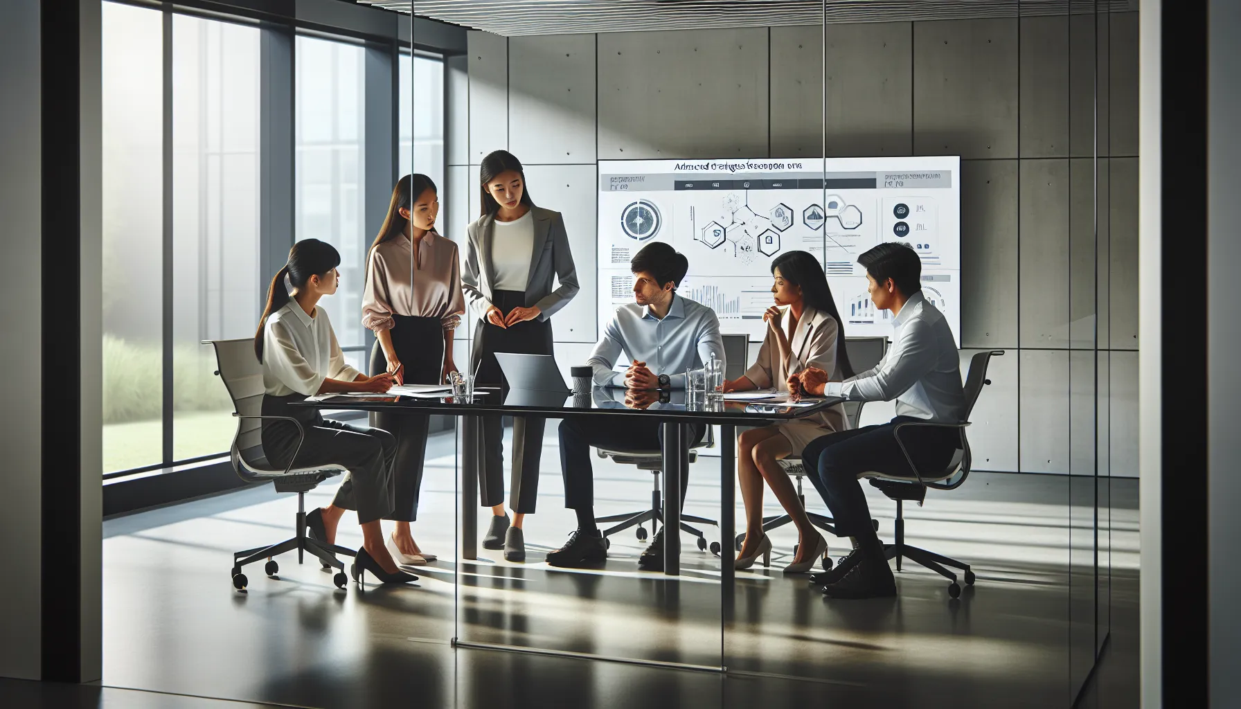 diverse team discussing Fybvtqrth solutions in a modern office.
