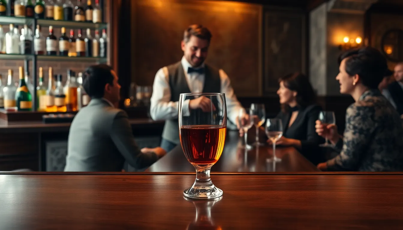 elegant bar scene with Cyrodilic brandy and diverse patrons.