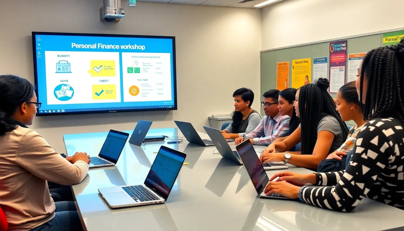 diverse high school students learning about personal finance in class.