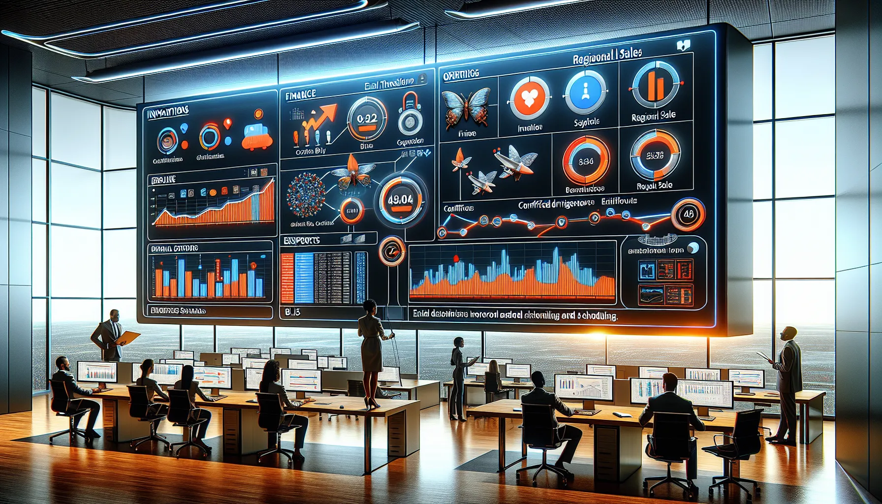 Diverse data team managing automated Tableau report email scheduling on large dashboards.