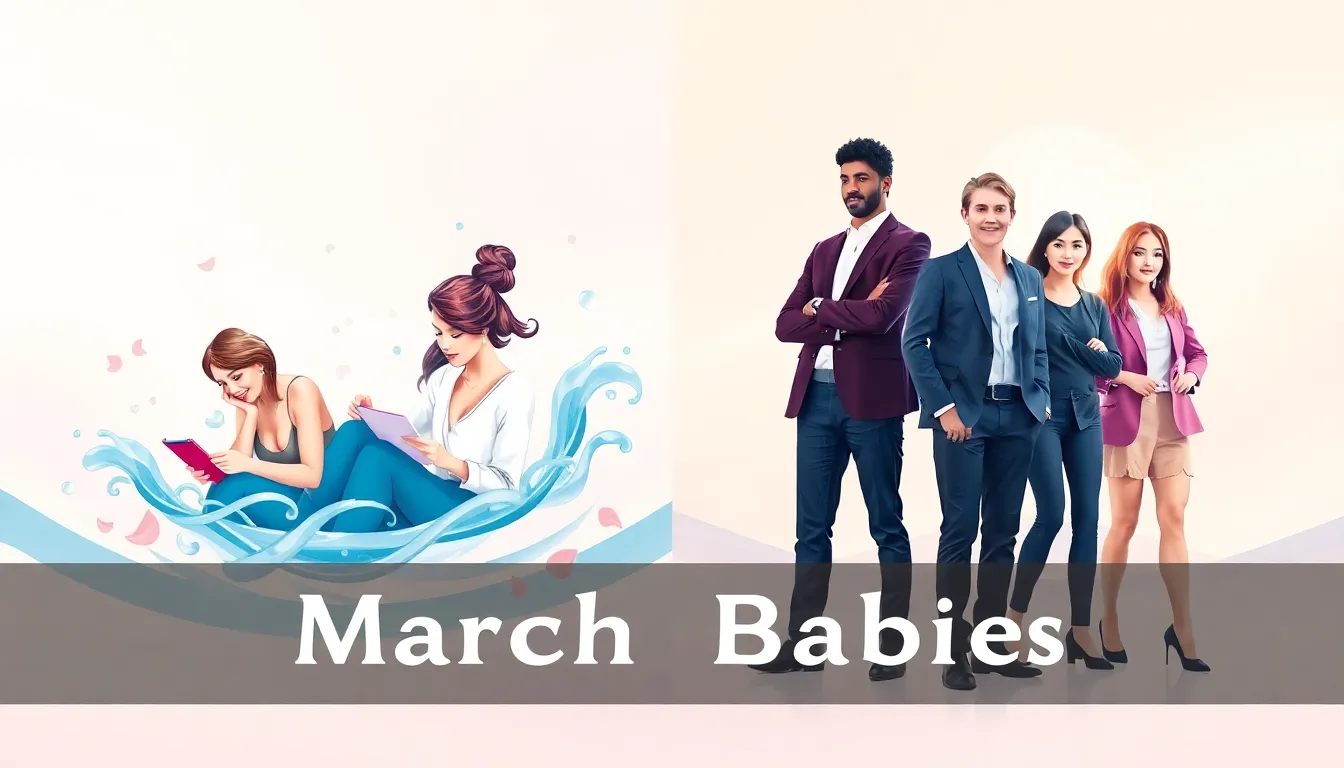 illustration of characteristics of March babies: Pisces and Aries.