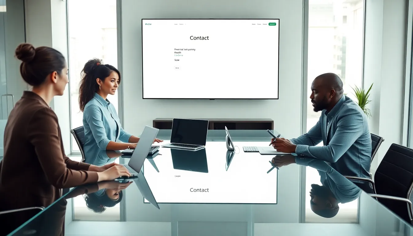 diverse team discussing the importance of a website contact page.
