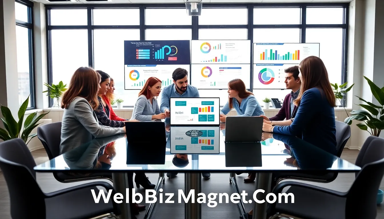 diverse team discussing digital marketing strategies in a modern office.