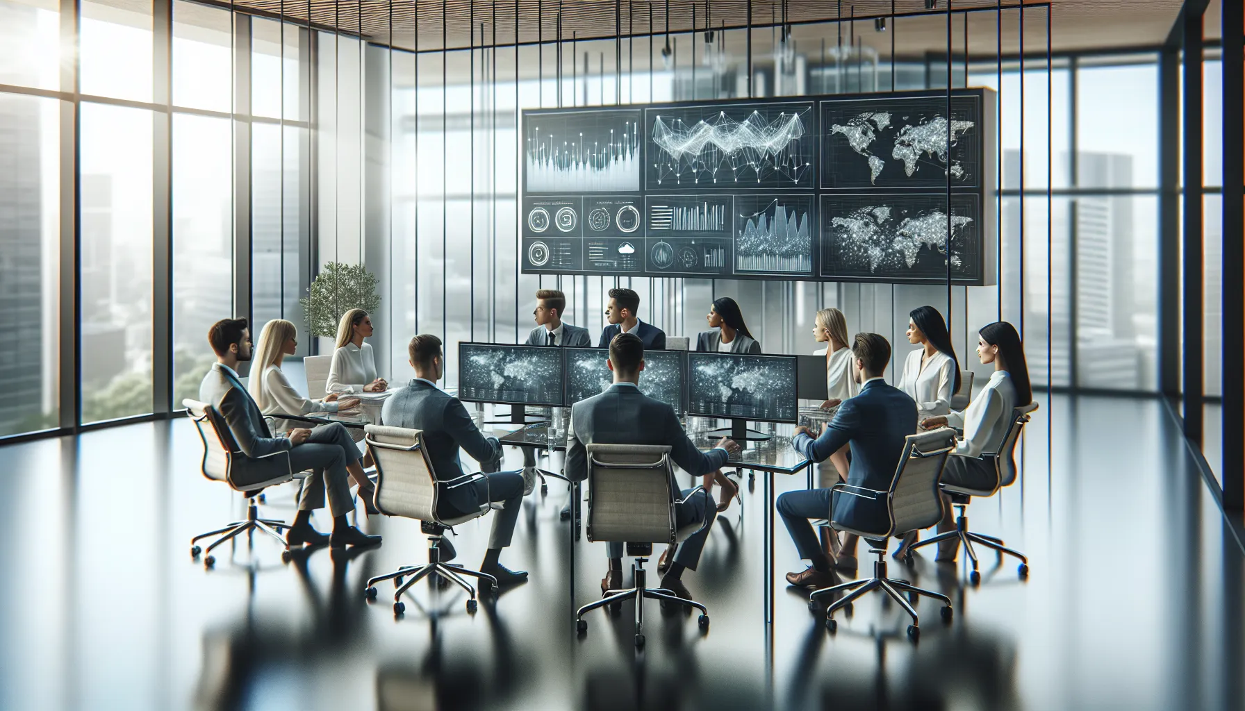 diverse IT team discussing IP address security in a modern office.