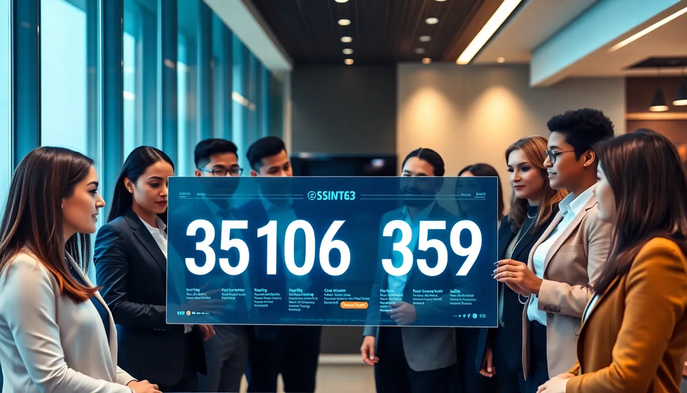 diverse team discussing the significance of a specific number in a modern office.