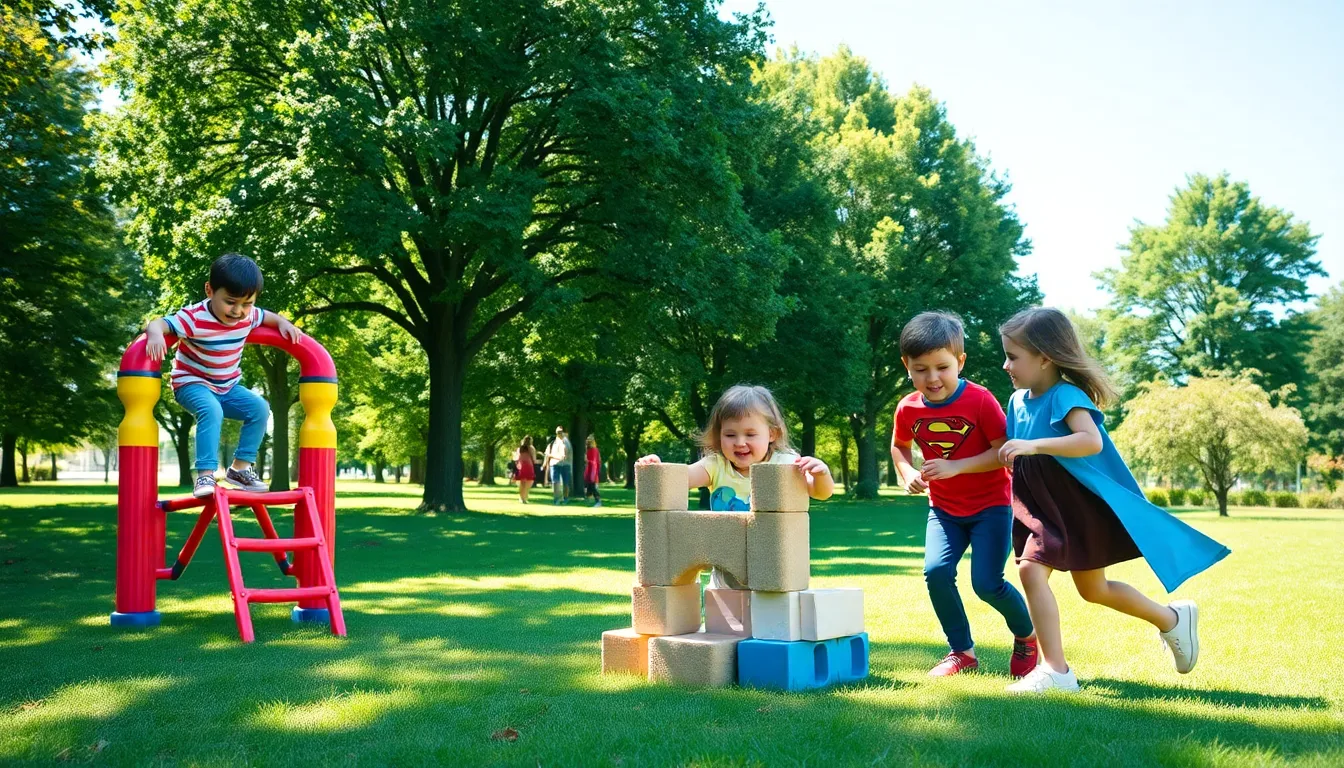 children playing in a vibrant park, showcasing early play and creativity.