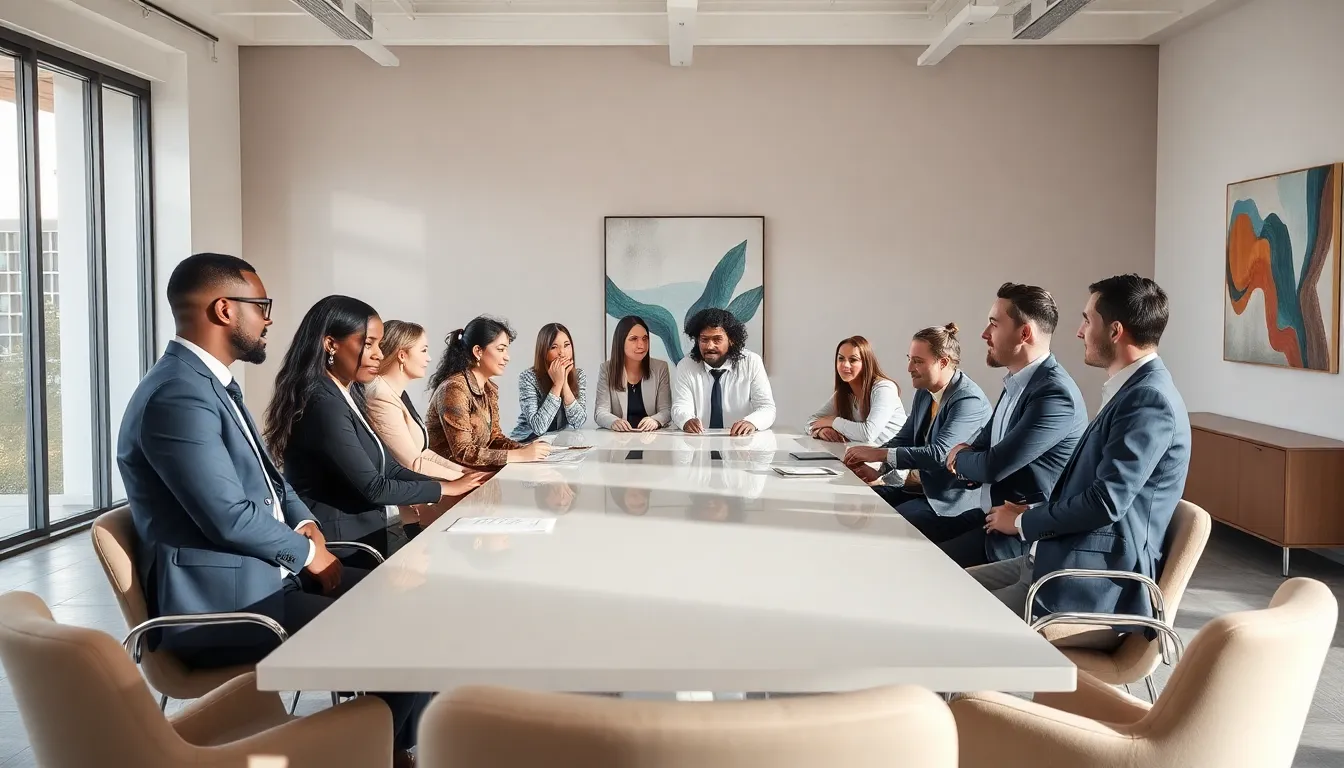diverse team discussing cultural boundaries in a modern office.