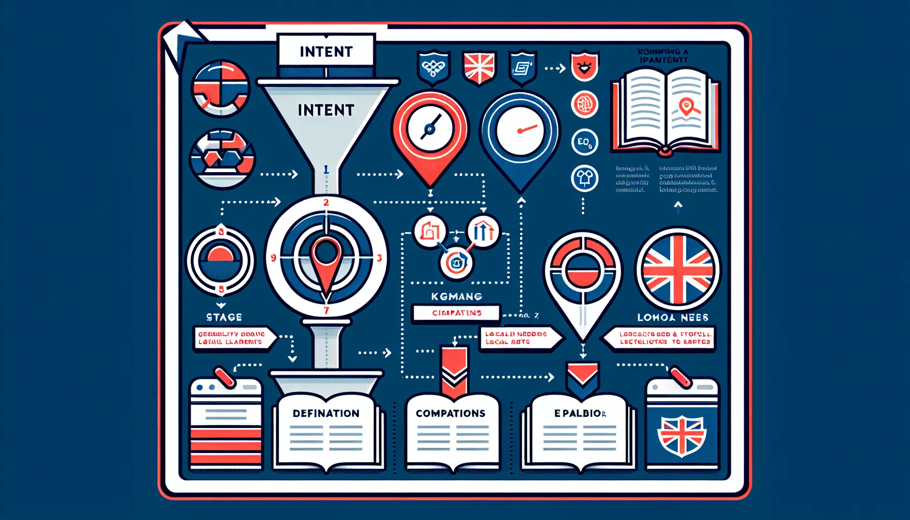 Diagram of intent, keyword placement, and E-E-A-T for UK on-page SEO.