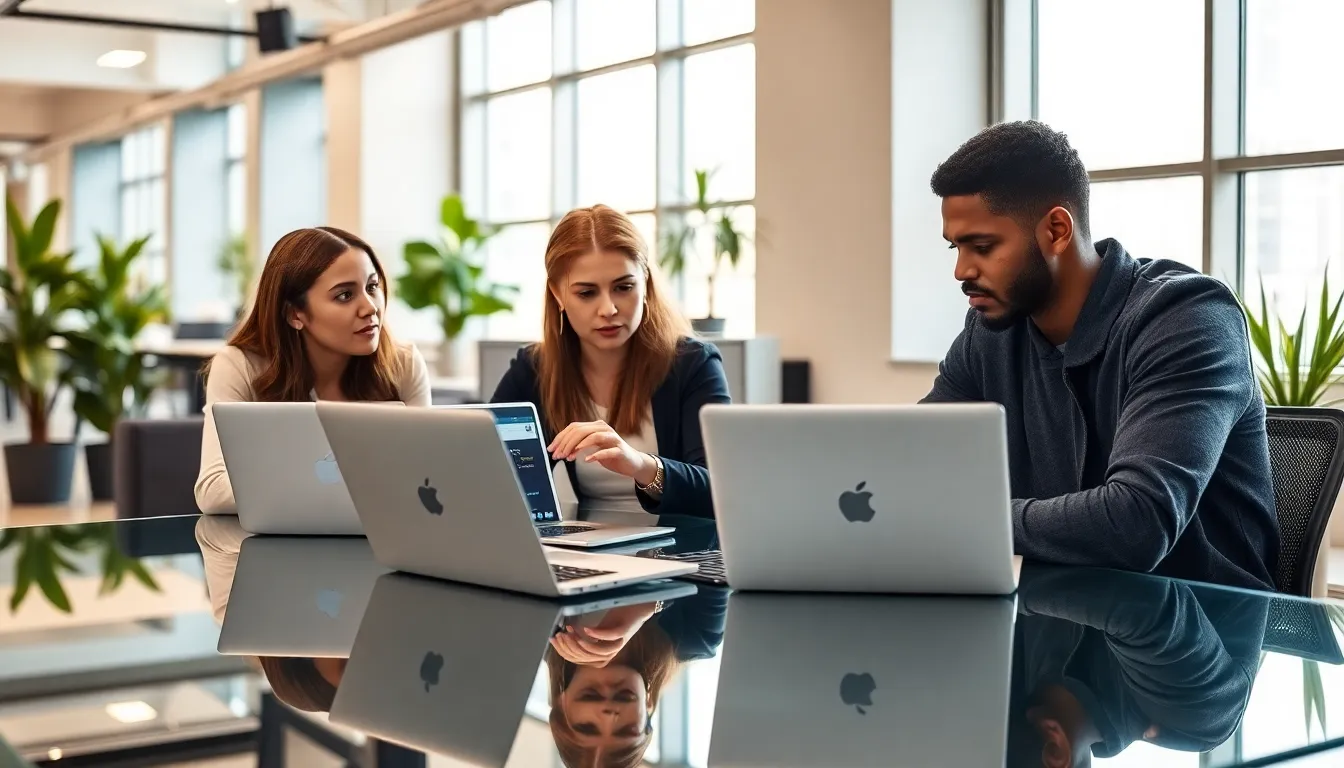 diverse team of junior DevOps engineers collaborating in a modern office.