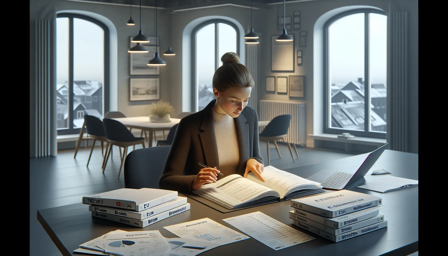 Engineer reviews tek and breeam documents with energy dashboard in norway.