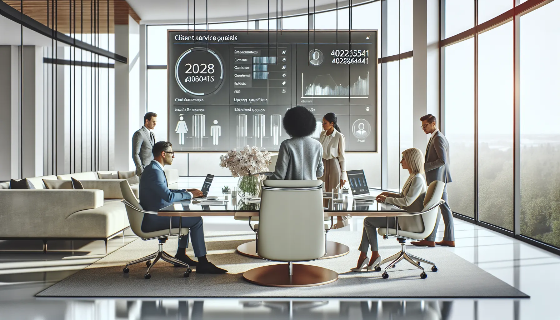 diverse professionals discussing customer service applications in a modern office.