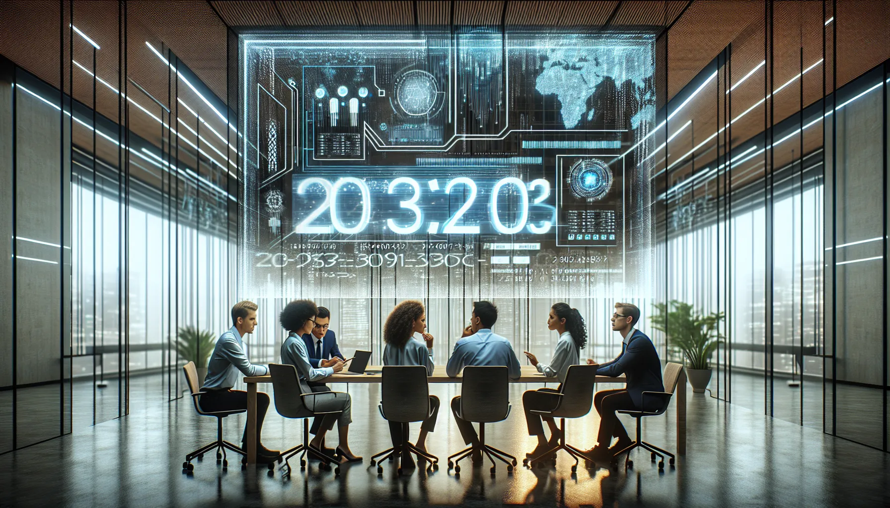 diverse professionals discussing data analysis in a modern office.