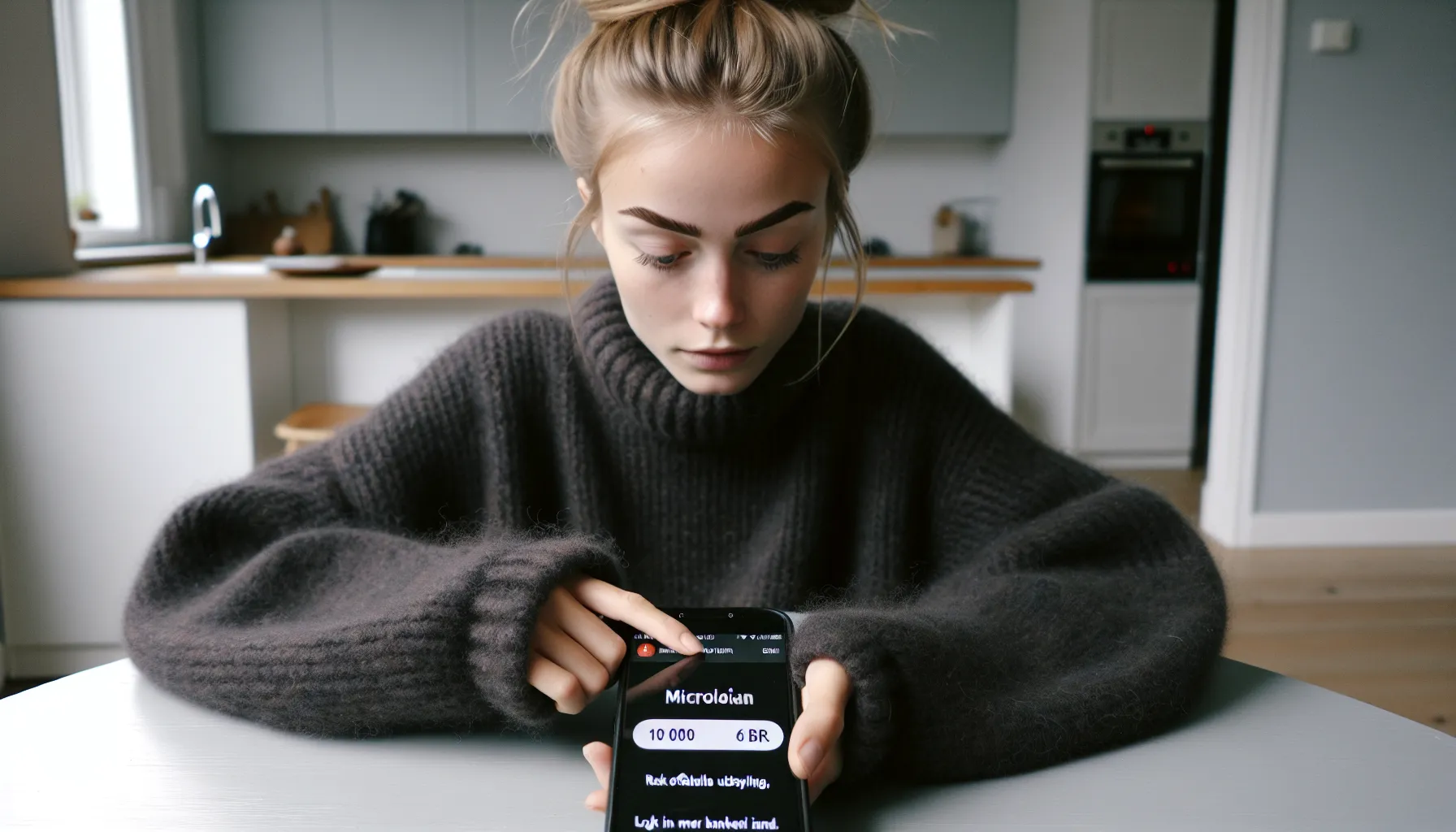 Hva er mikrolån, og hvem passer de for? 2 Woman reviews a norwegian microloan app showing small loan and high interest.