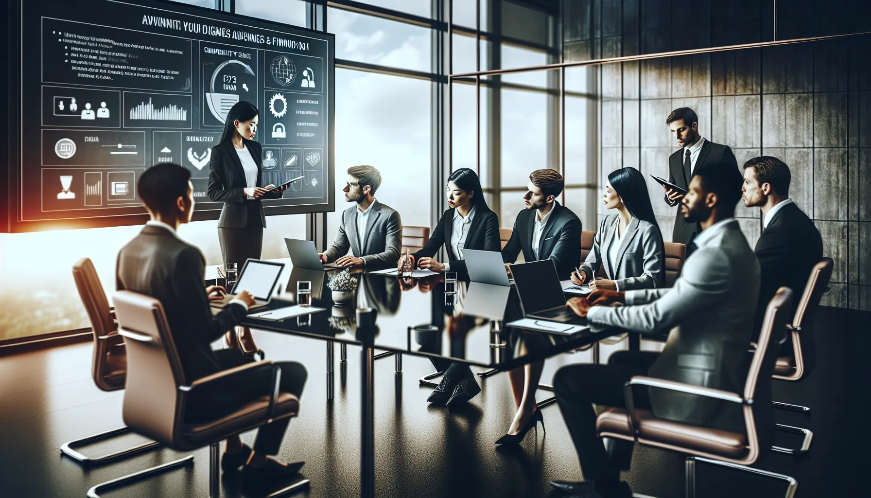 professionals in a training session about Finoooo1001 in a modern office.