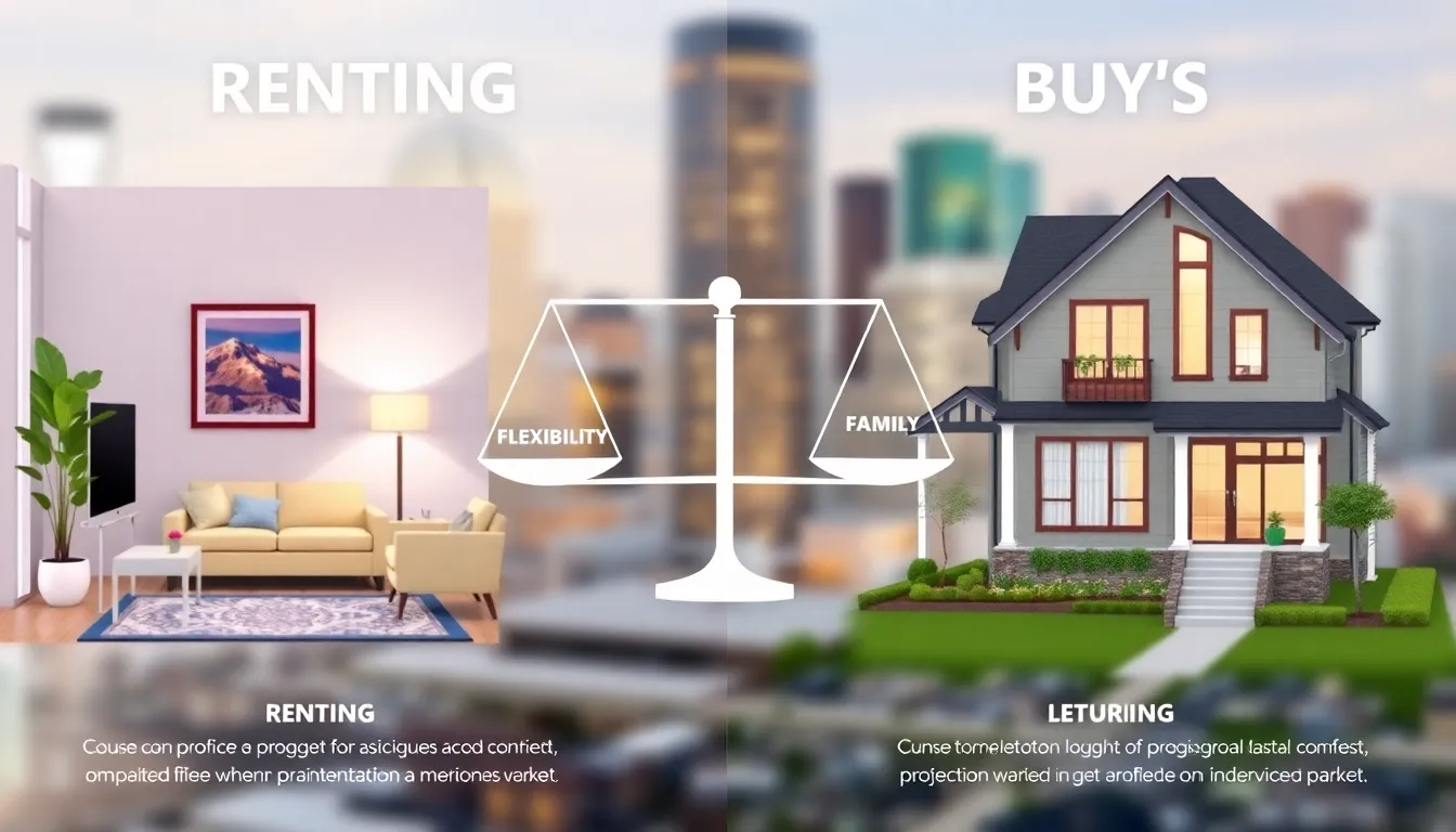 infographic comparing renting and buying a house in the U.S.