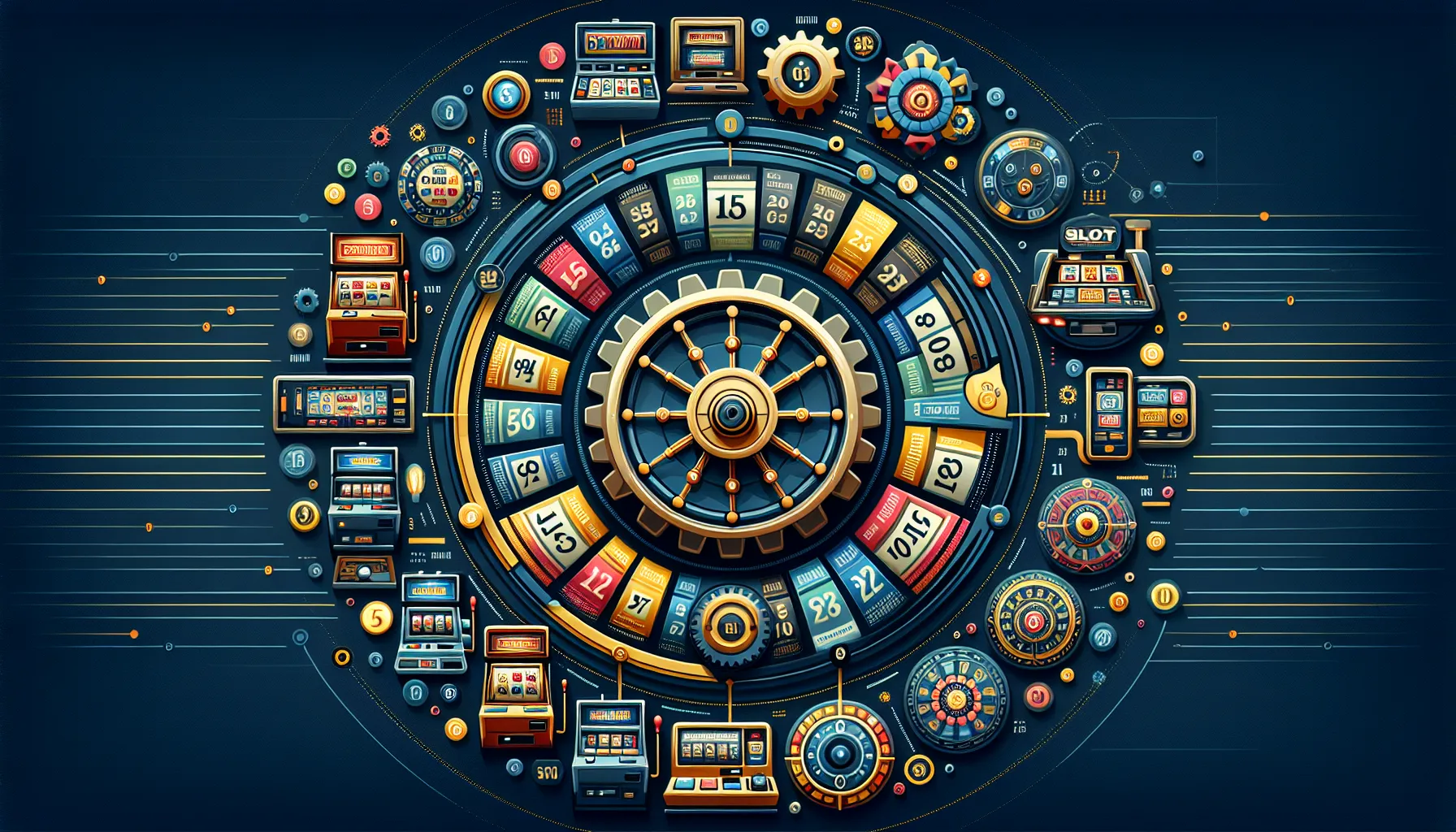 Illustration of RNG mechanism and types of slot machines.