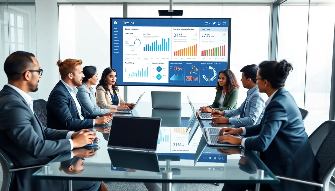 diverse team discussing digital transformation trends in a modern office.