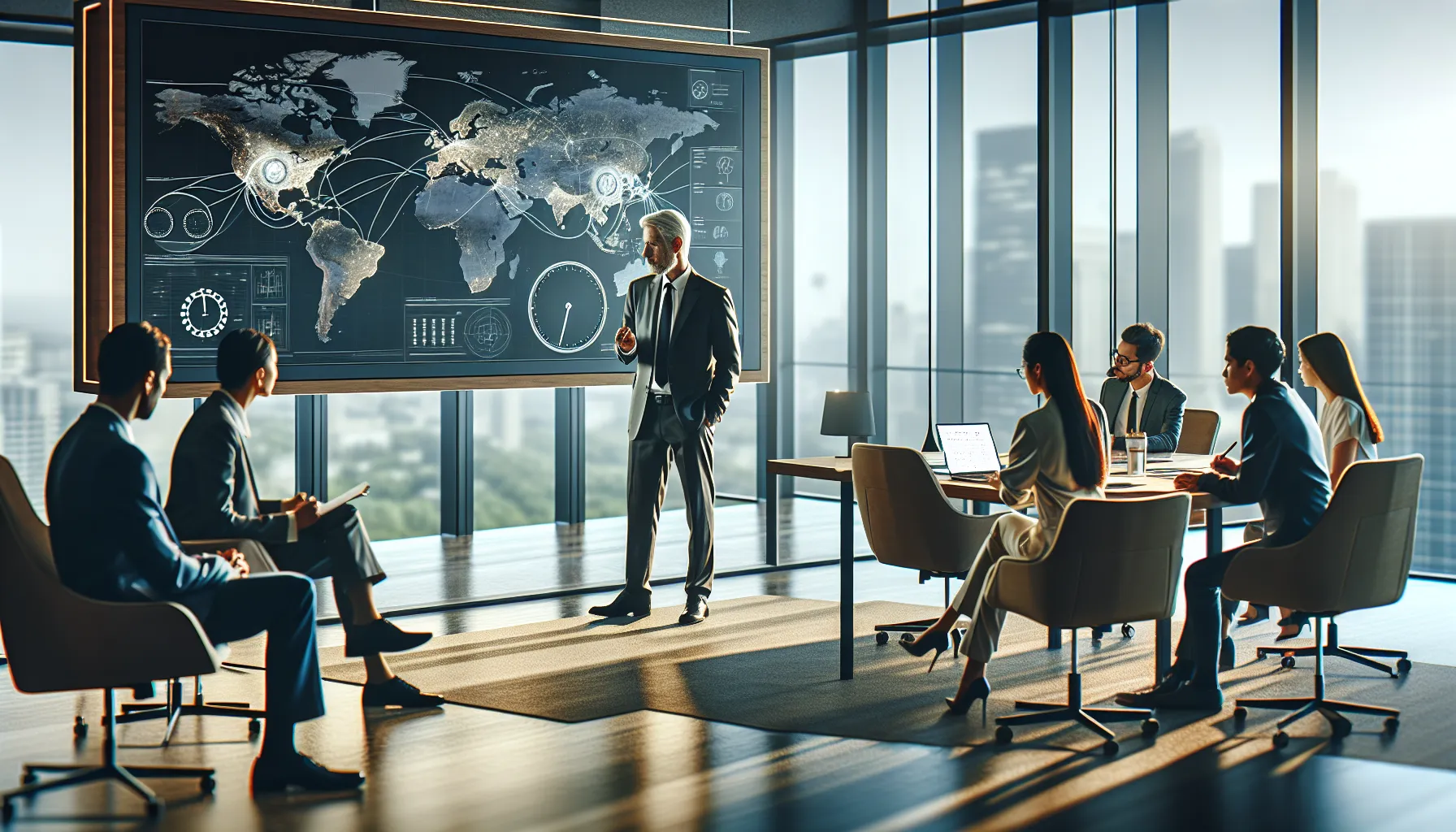 professional team discussing accessibility challenges in a modern office.