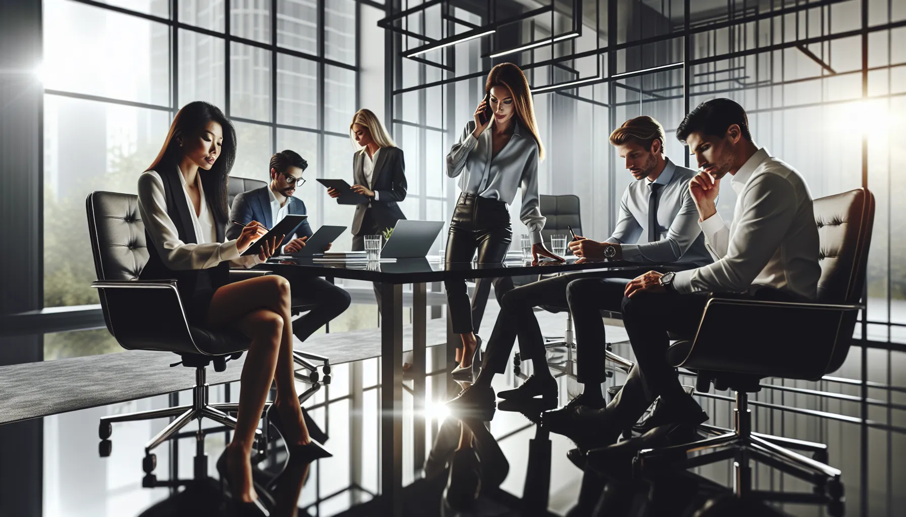 diverse team collaborating in a modern office setting.