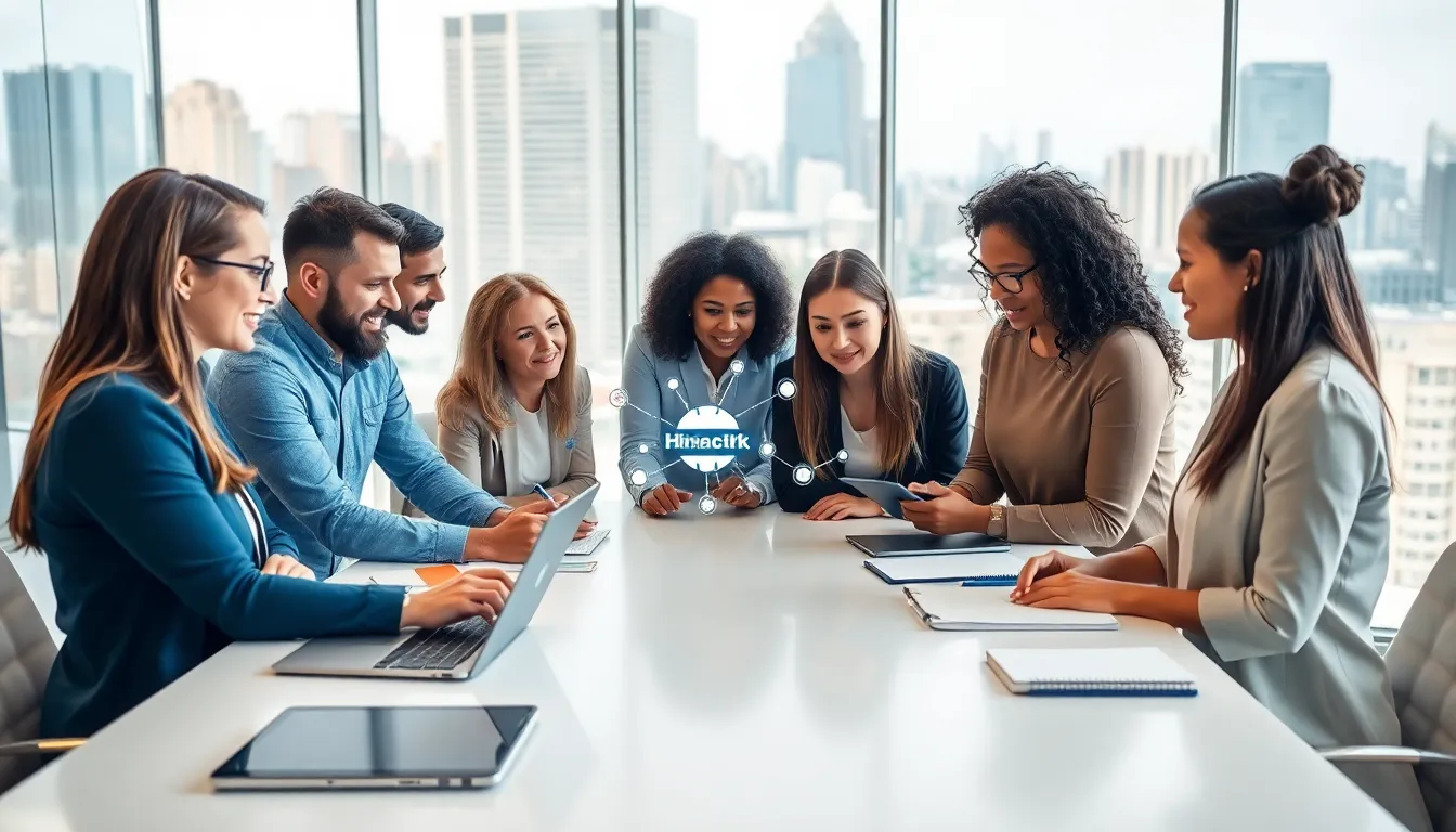 diverse professionals discussing concepts in a modern office setting.