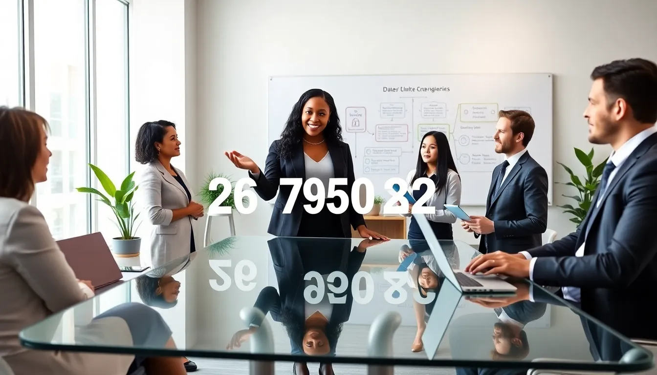 team discussing data security in a modern office setting.