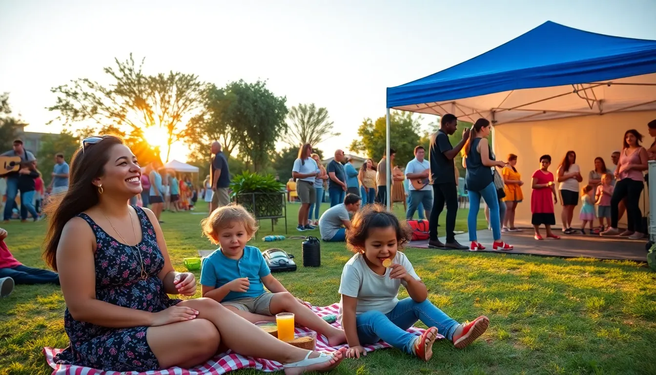 A community park filled with families enjoying various affordable activities.